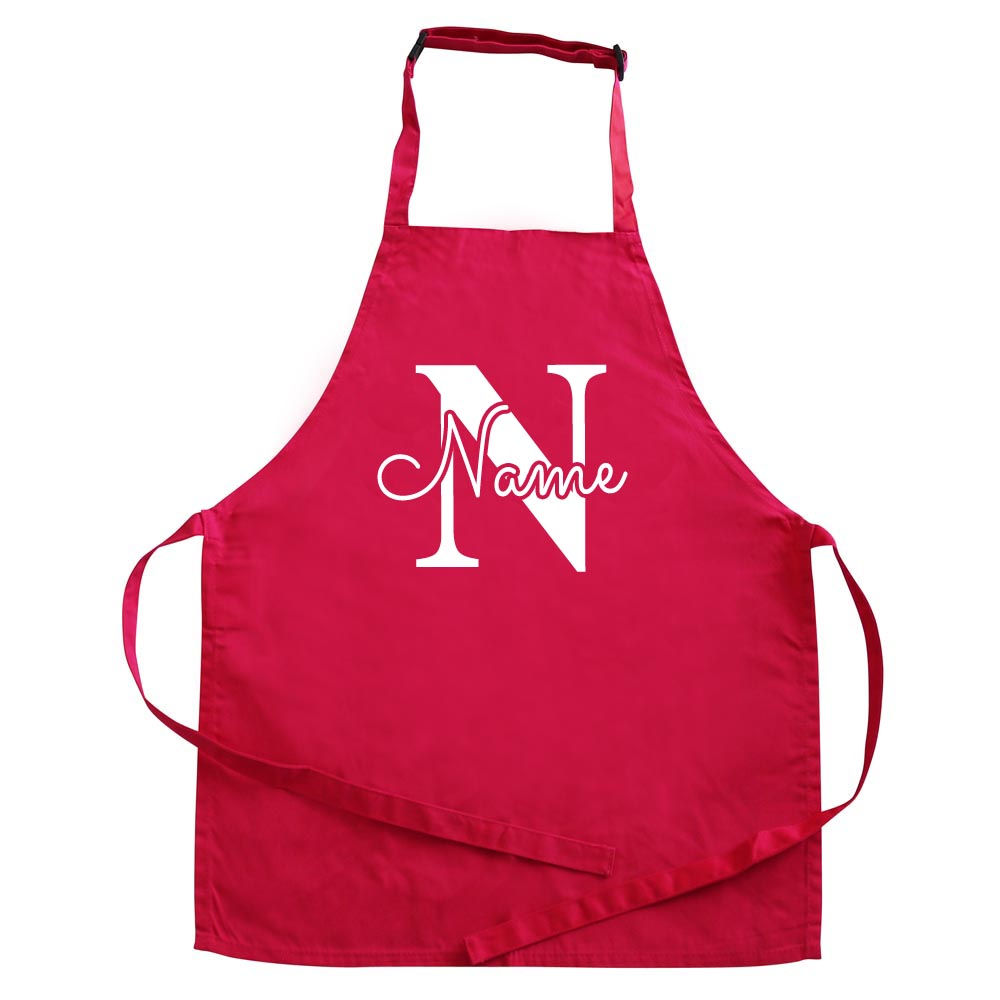 Personalisierte Schürze mit Motiv BUCHSTABE und Name bedruckt Kochschürze zum Backen, Kochen, Malen für Kinder und Erwachsene