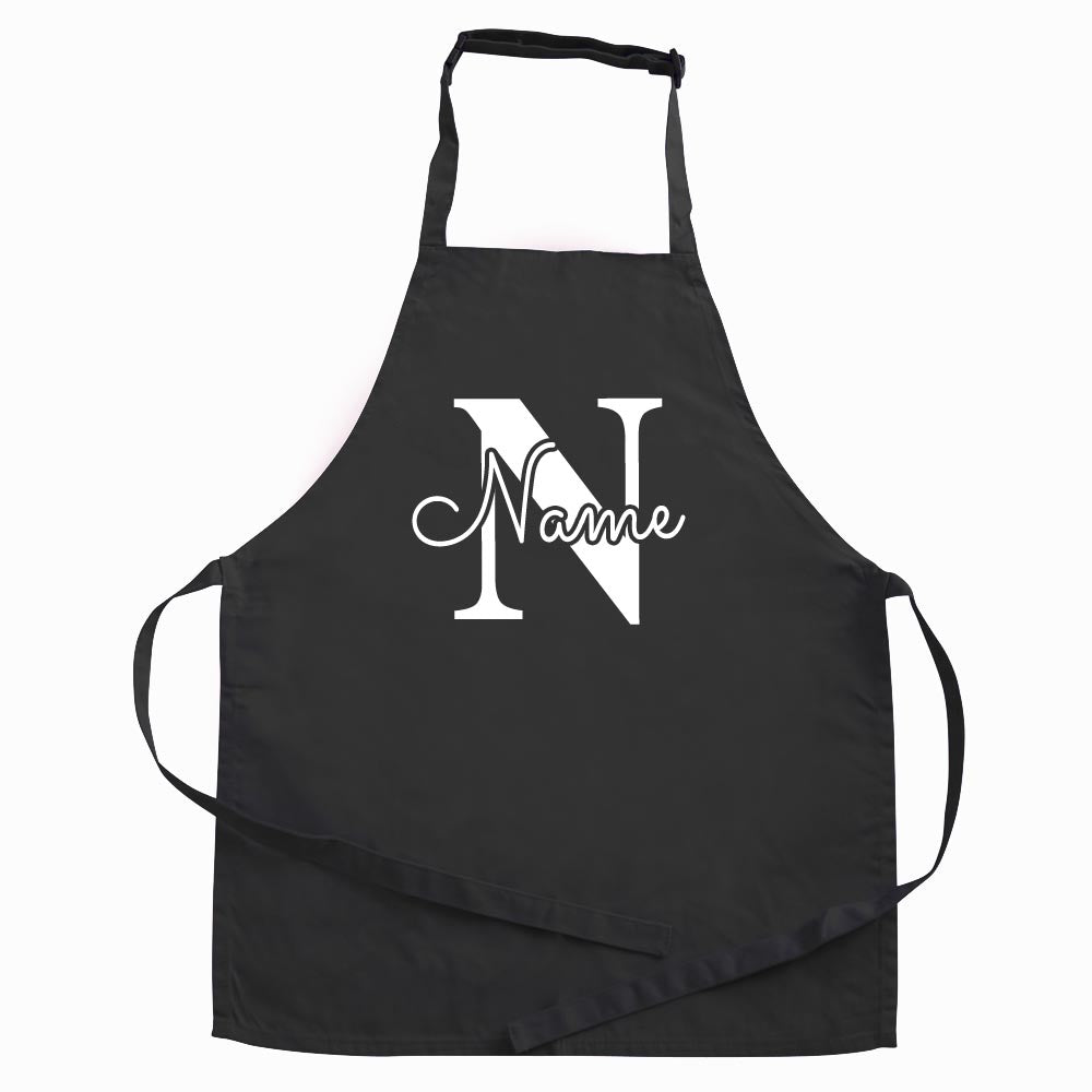 Personalisierte Schürze mit Motiv BUCHSTABE und Name bedruckt Kochschürze zum Backen, Kochen, Malen für Kinder und Erwachsene
