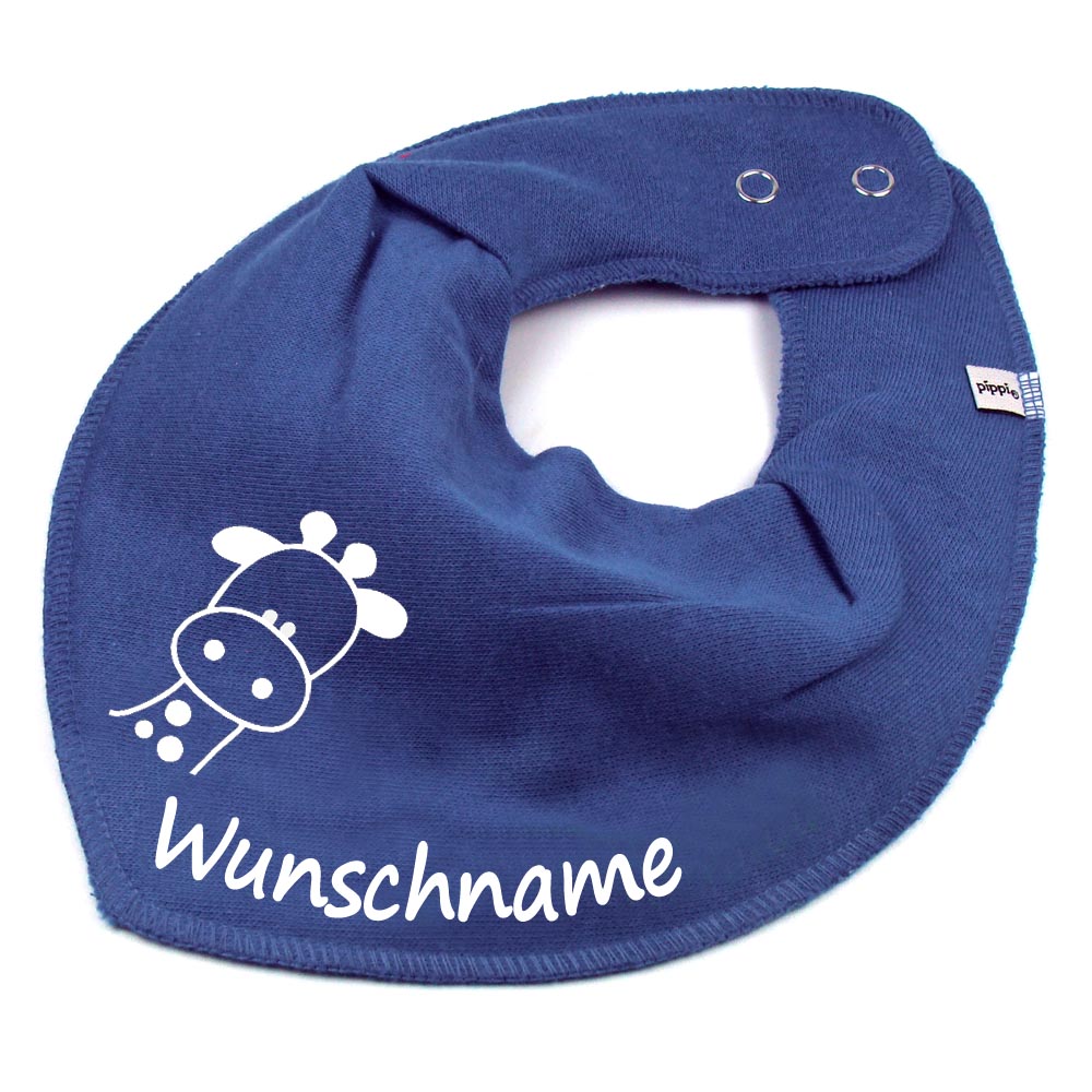 HALSTUCH Giraffe mit Name oder Text personalisiert für Baby oder Kind aus Baumwolle in Einheitsgröße verschiedene Farben
