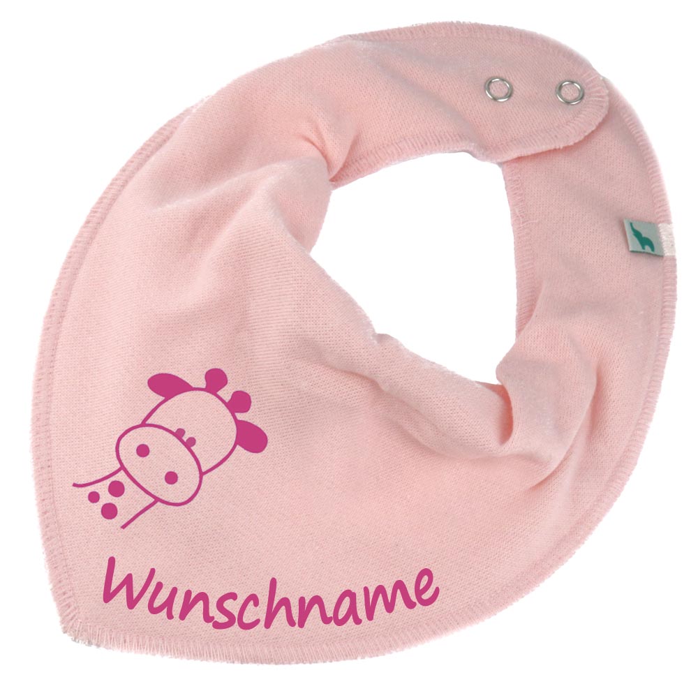 HALSTUCH Giraffe mit Name oder Text personalisiert für Baby oder Kind aus Baumwolle in Einheitsgröße verschiedene Farben
