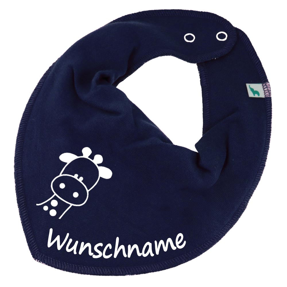 HALSTUCH Giraffe mit Name oder Text personalisiert für Baby oder Kind aus Baumwolle in Einheitsgröße verschiedene Farben