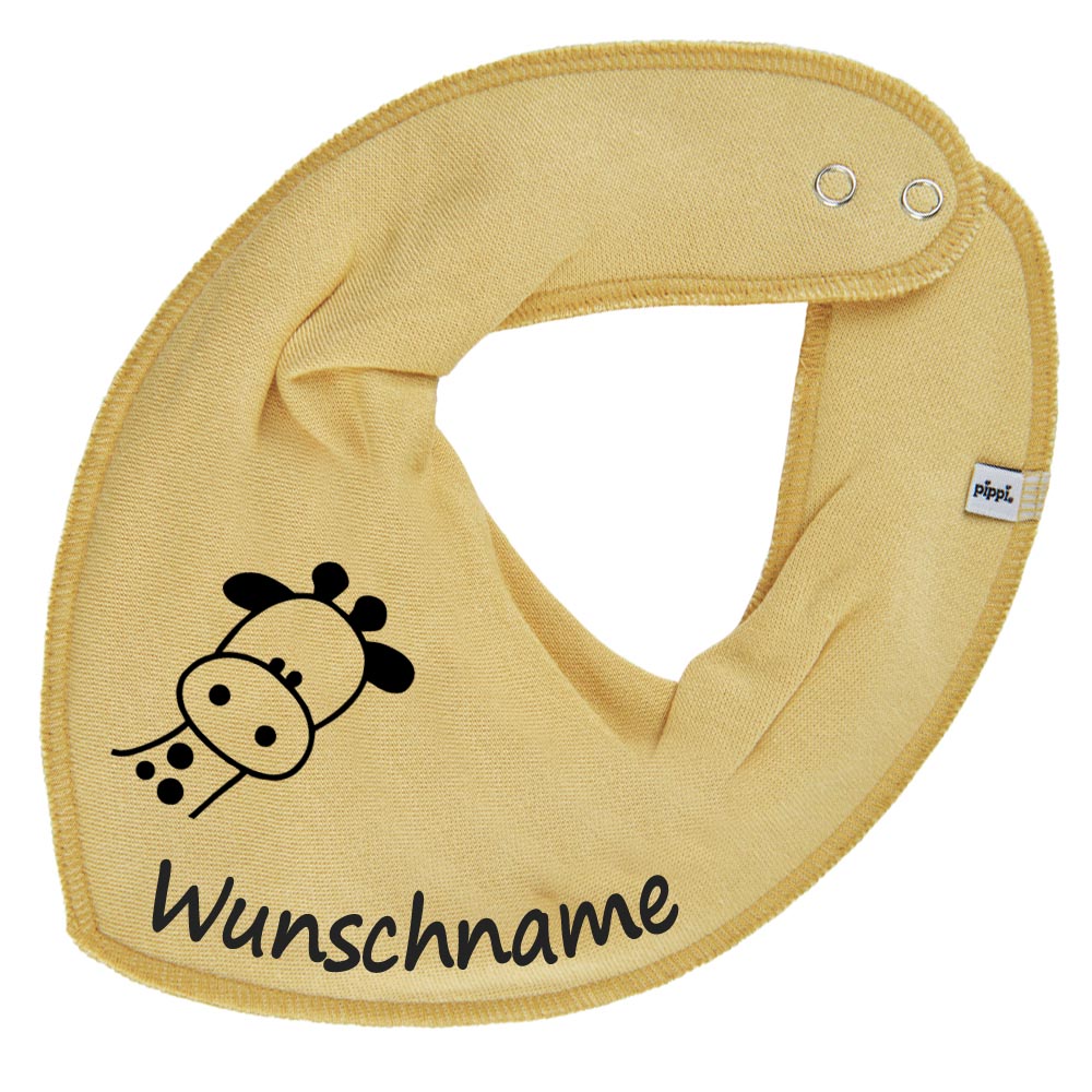 HALSTUCH Giraffe mit Name oder Text personalisiert für Baby oder Kind aus Baumwolle in Einheitsgröße verschiedene Farben