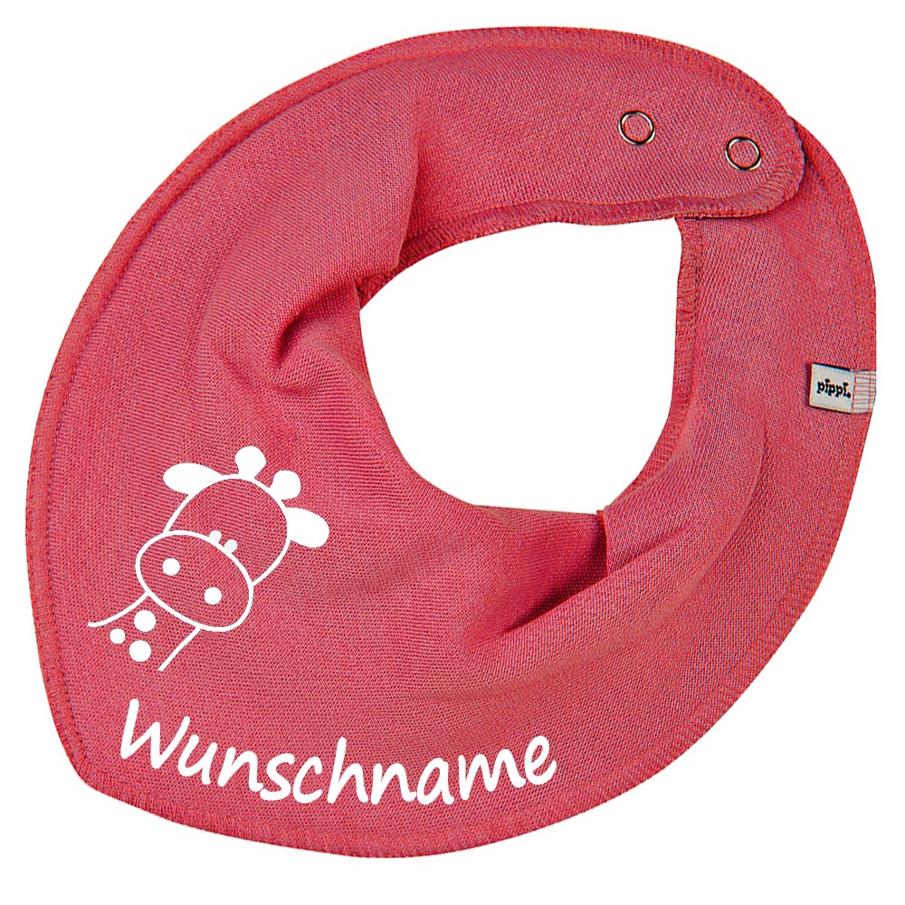 HALSTUCH Giraffe mit Name oder Text personalisiert für Baby oder Kind aus Baumwolle in Einheitsgröße verschiedene Farben