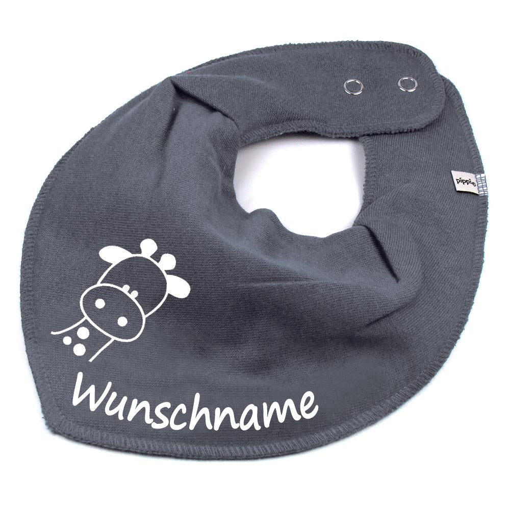 HALSTUCH Giraffe mit Name oder Text personalisiert für Baby oder Kind aus Baumwolle in Einheitsgröße verschiedene Farben