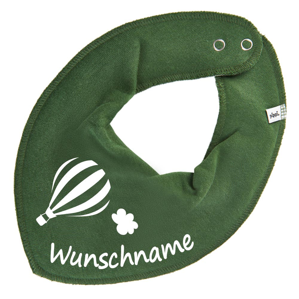 HALSTUCH Heißluftballon mit Name oder Text personalisiert für Baby oder Kind aus Baumwolle in Einheitsgröße verschiedene Farben