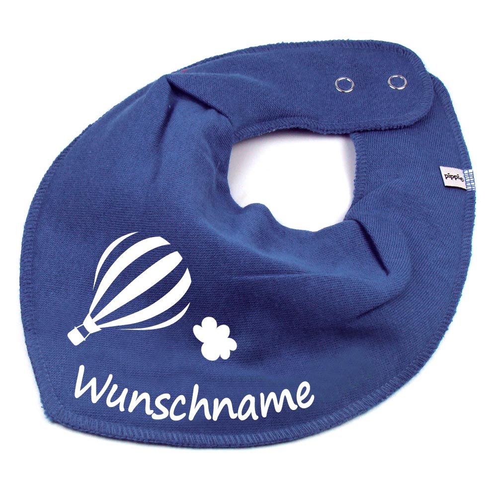HALSTUCH Heißluftballon mit Name oder Text personalisiert für Baby oder Kind aus Baumwolle in Einheitsgröße verschiedene Farben