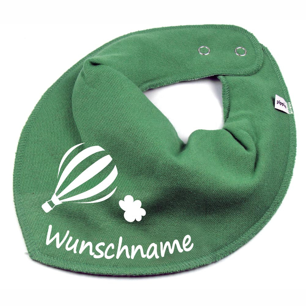 HALSTUCH Heißluftballon mit Name oder Text personalisiert für Baby oder Kind aus Baumwolle in Einheitsgröße verschiedene Farben