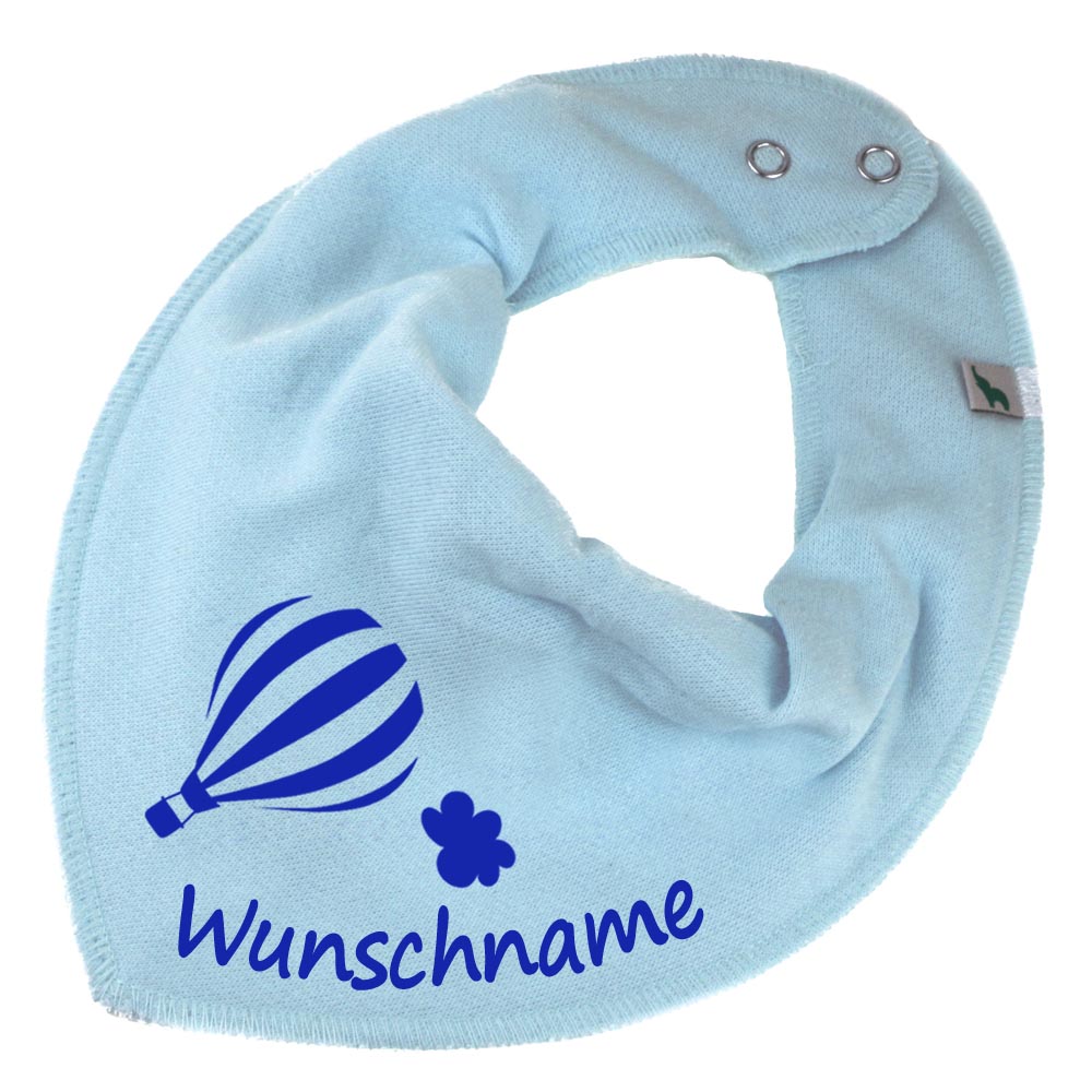 HALSTUCH Heißluftballon mit Name oder Text personalisiert für Baby oder Kind aus Baumwolle in Einheitsgröße verschiedene Farben