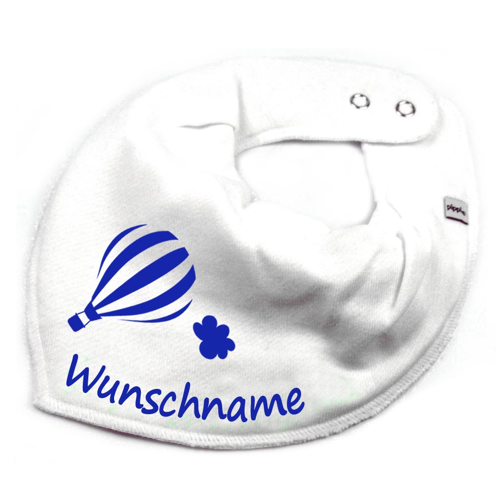 HALSTUCH Heißluftballon mit Name oder Text personalisiert für Baby oder Kind aus Baumwolle in Einheitsgröße verschiedene Farben