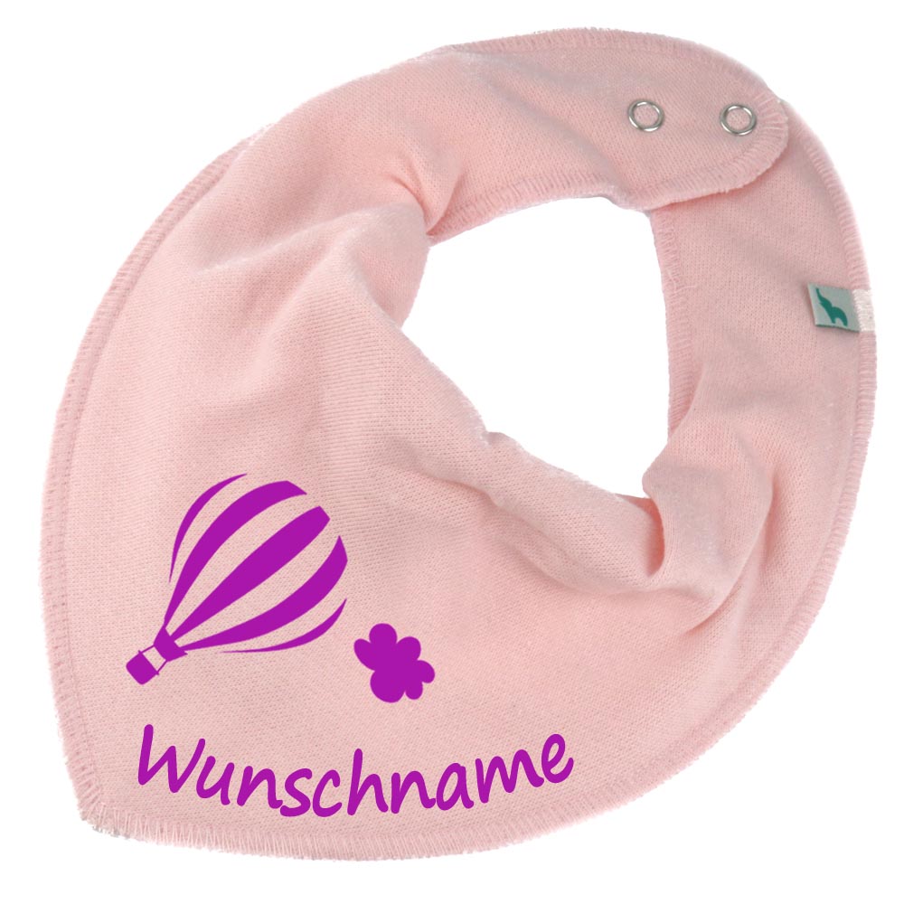 HALSTUCH Heißluftballon mit Name oder Text personalisiert für Baby oder Kind aus Baumwolle in Einheitsgröße verschiedene Farben