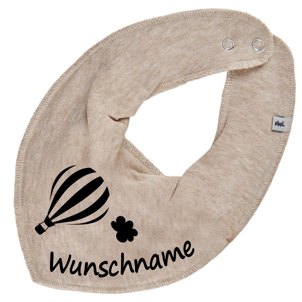 HALSTUCH Heißluftballon mit Name oder Text personalisiert für Baby oder Kind aus Baumwolle in Einheitsgröße verschiedene Farben