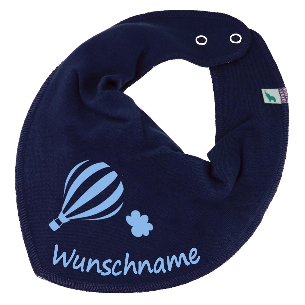 HALSTUCH Heißluftballon mit Name oder Text personalisiert für Baby oder Kind aus Baumwolle in Einheitsgröße verschiedene Farben