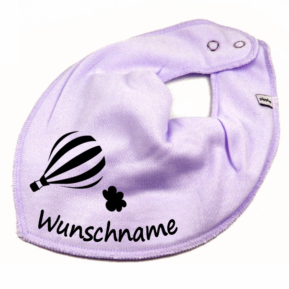 HALSTUCH Heißluftballon mit Name oder Text personalisiert für Baby oder Kind aus Baumwolle in Einheitsgröße verschiedene Farben