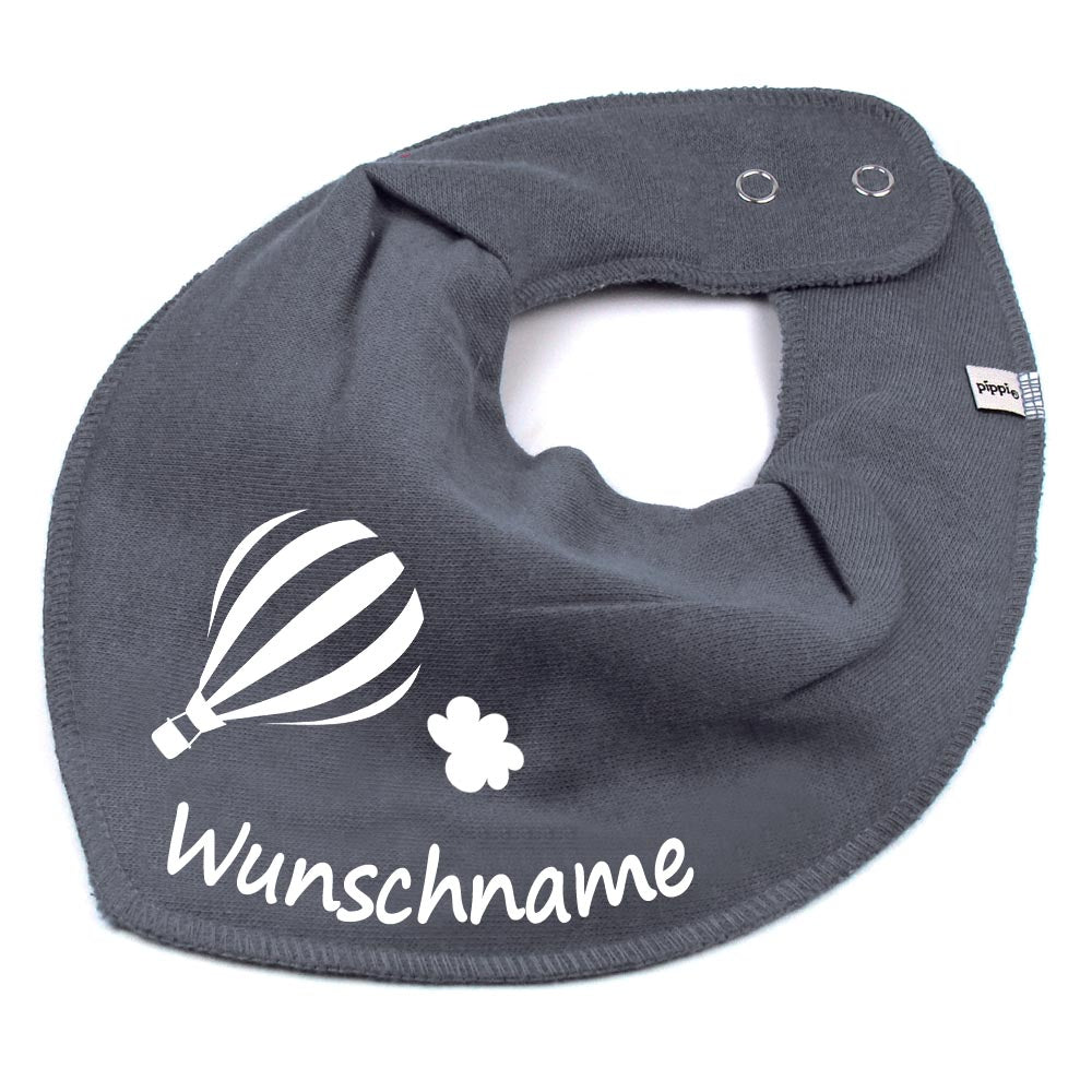 HALSTUCH Heißluftballon mit Name oder Text personalisiert für Baby oder Kind aus Baumwolle in Einheitsgröße verschiedene Farben