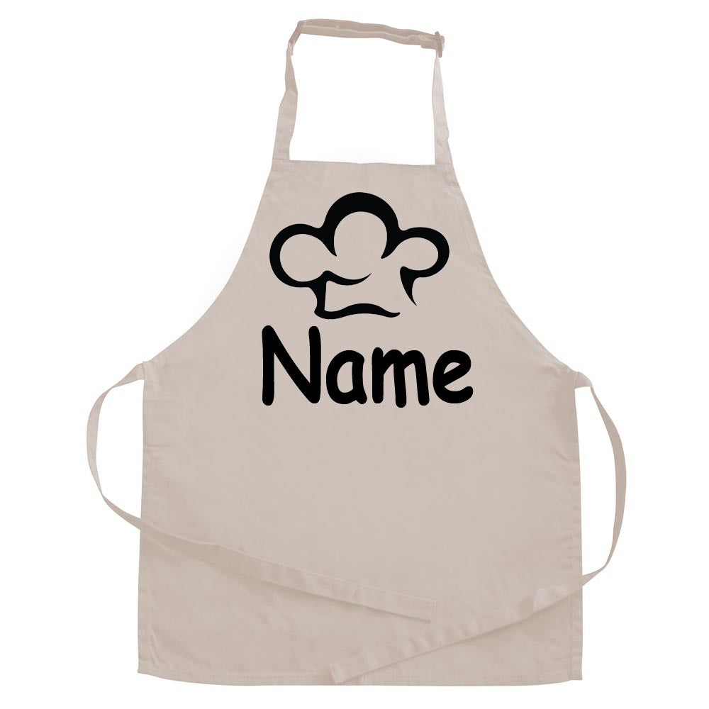 Personalisierte Schürze mit Motiv KOCHMÜTZE und Name bedruckt Kochschürze zum Backen, Kochen für Kinder und Erwachsene