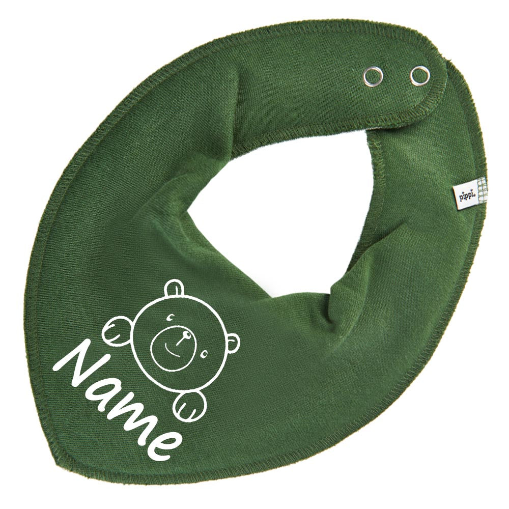 HALSTUCH Bär mit Name oder Text personalisiert für Baby oder Kind aus Baumwolle in Einheitsgröße verschiedene Farben