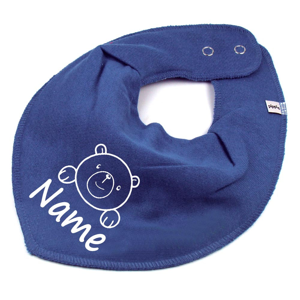 HALSTUCH Bär mit Name oder Text personalisiert für Baby oder Kind aus Baumwolle in Einheitsgröße verschiedene Farben