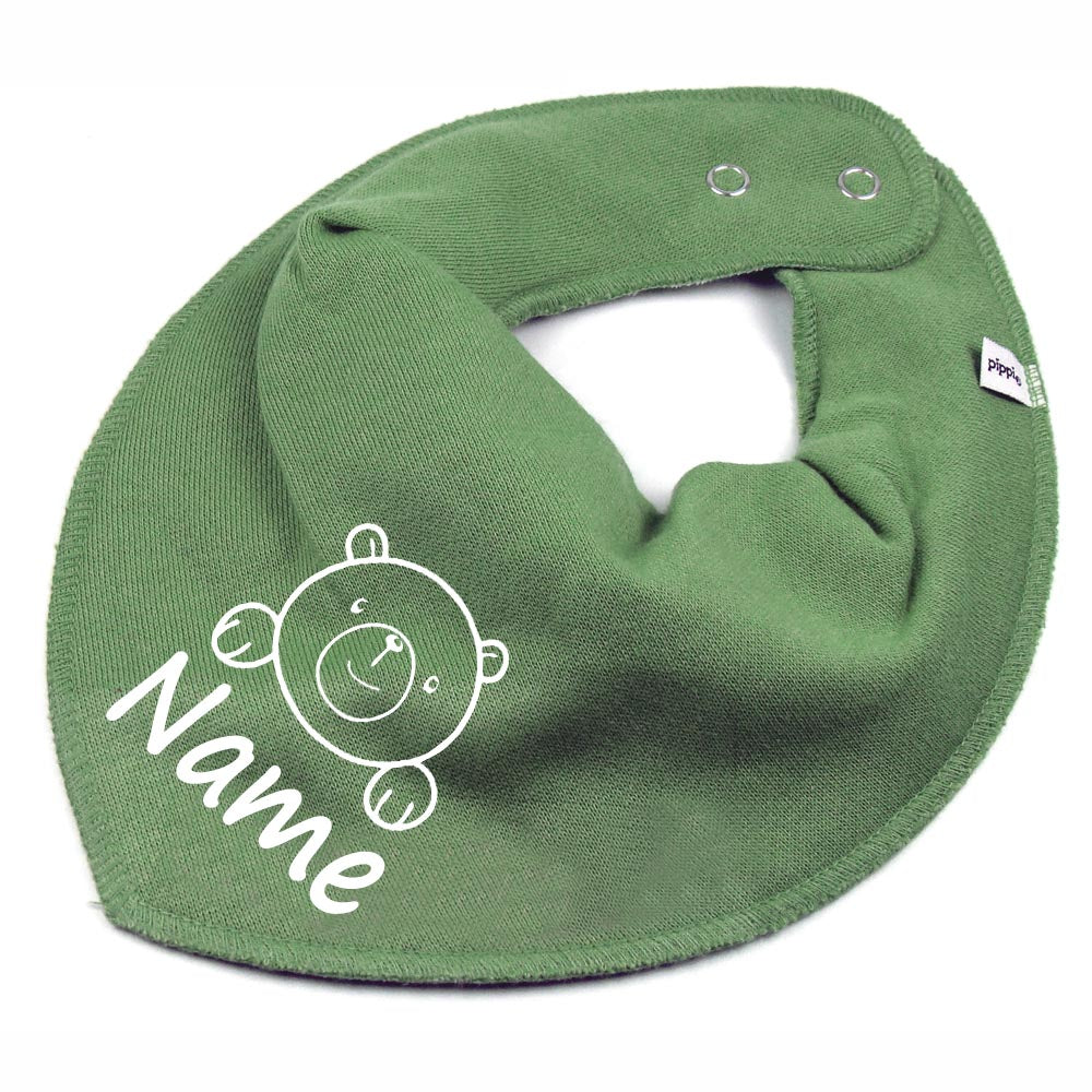 HALSTUCH Bär mit Name oder Text personalisiert für Baby oder Kind aus Baumwolle in Einheitsgröße verschiedene Farben