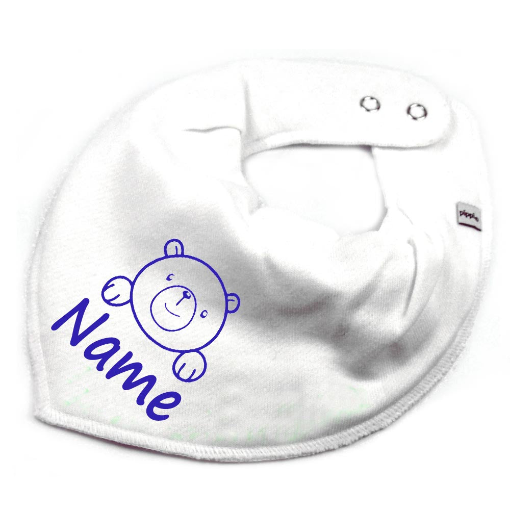 HALSTUCH Bär mit Name oder Text personalisiert für Baby oder Kind aus Baumwolle in Einheitsgröße verschiedene Farben