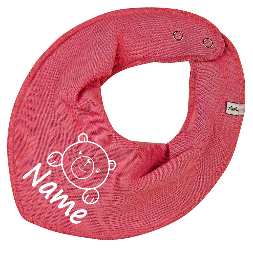HALSTUCH Bär mit Name oder Text personalisiert für Baby oder Kind aus Baumwolle in Einheitsgröße verschiedene Farben