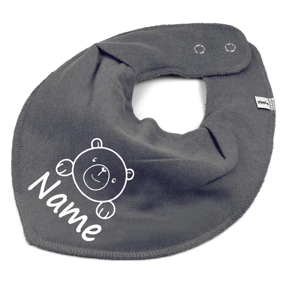 HALSTUCH Bär mit Name oder Text personalisiert für Baby oder Kind aus Baumwolle in Einheitsgröße verschiedene Farben