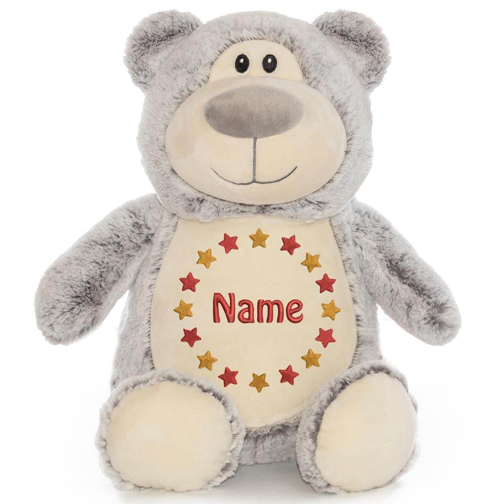 Personalisiertes Stofftier Bär Kuscheltier Bestickt Plüschtier zur Geburt Stickmotiv Sternkreis