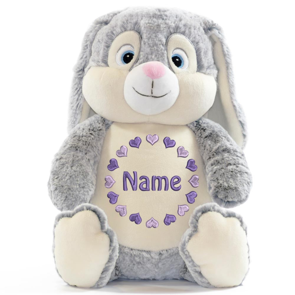 Personalisiertes Stofftier Hase Kuscheltier Bestickt Plüschtier zur Geburt Stickmotiv Herzkreis