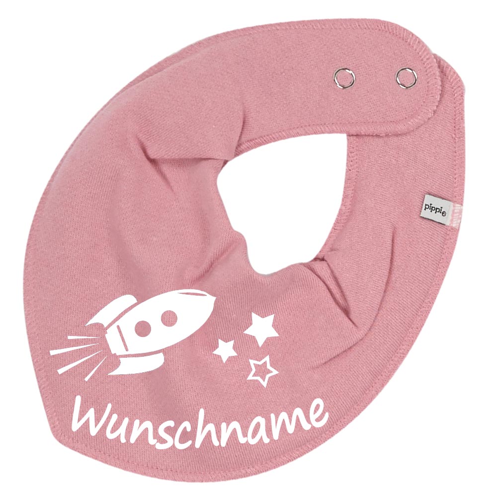 HALSTUCH Rakete mit Name oder Text personalisiert für Baby oder Kind aus Baumwolle in Einheitsgröße verschiedene Farben