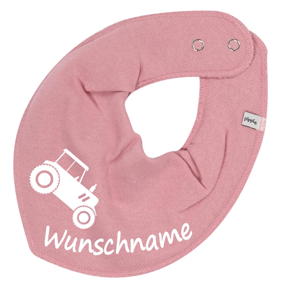HALSTUCH Traktor mit Name oder Text personalisiert für Baby oder Kind aus Baumwolle in Einheitsgröße verschiedene Farben