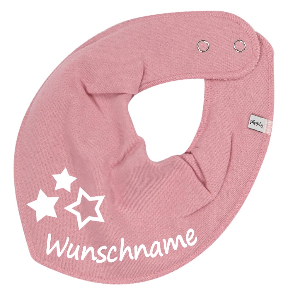 HALSTUCH 3 Sterne mit Name oder Text personalisiert für Baby oder Kind aus Baumwolle in Einheitsgröße verschiedene Farben