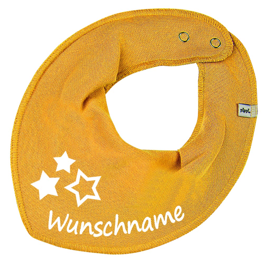 HALSTUCH 3 Sterne mit Name oder Text personalisiert für Baby oder Kind aus Baumwolle in Einheitsgröße verschiedene Farben