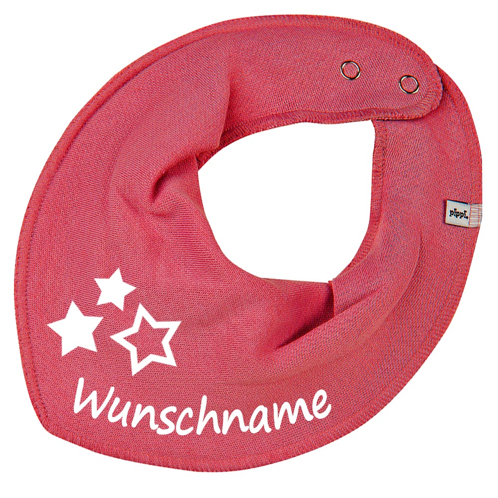 HALSTUCH 3 Sterne mit Name oder Text personalisiert für Baby oder Kind aus Baumwolle in Einheitsgröße verschiedene Farben