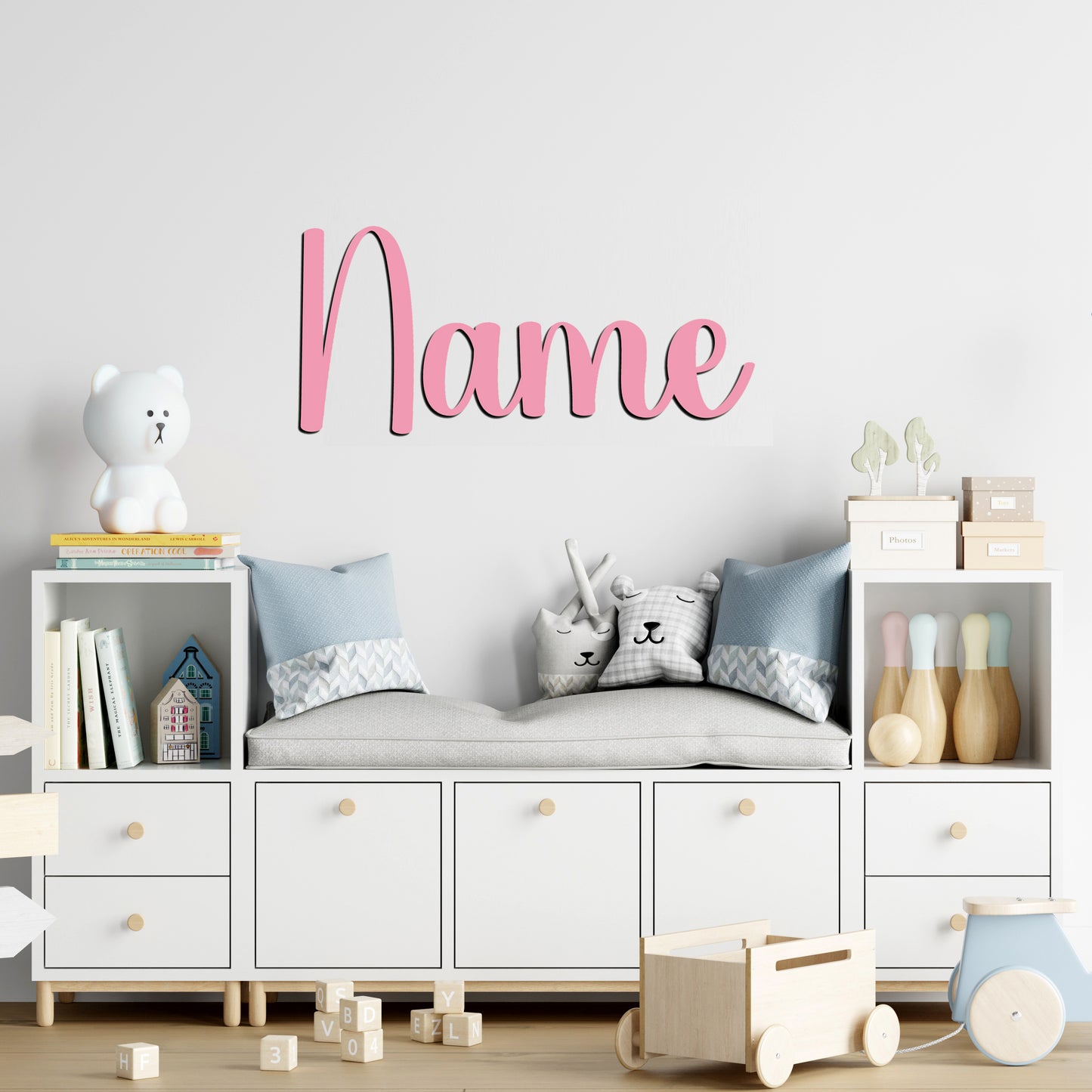 Personalisierter 3D Schriftzug individuelles Namensschild Türschild Wanddekoration Acryl verschiedene Größen und Schriftarten ROSA