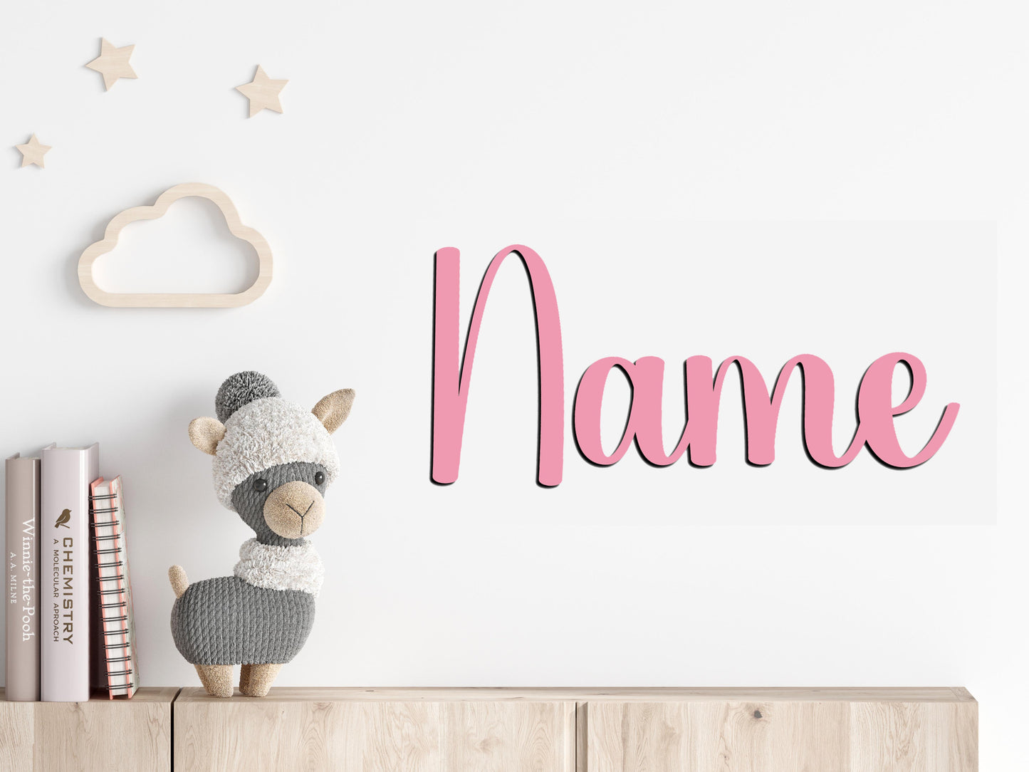 Personalisierter 3D Schriftzug individuelles Namensschild Türschild Wanddekoration Acryl verschiedene Größen und Schriftarten ROSA
