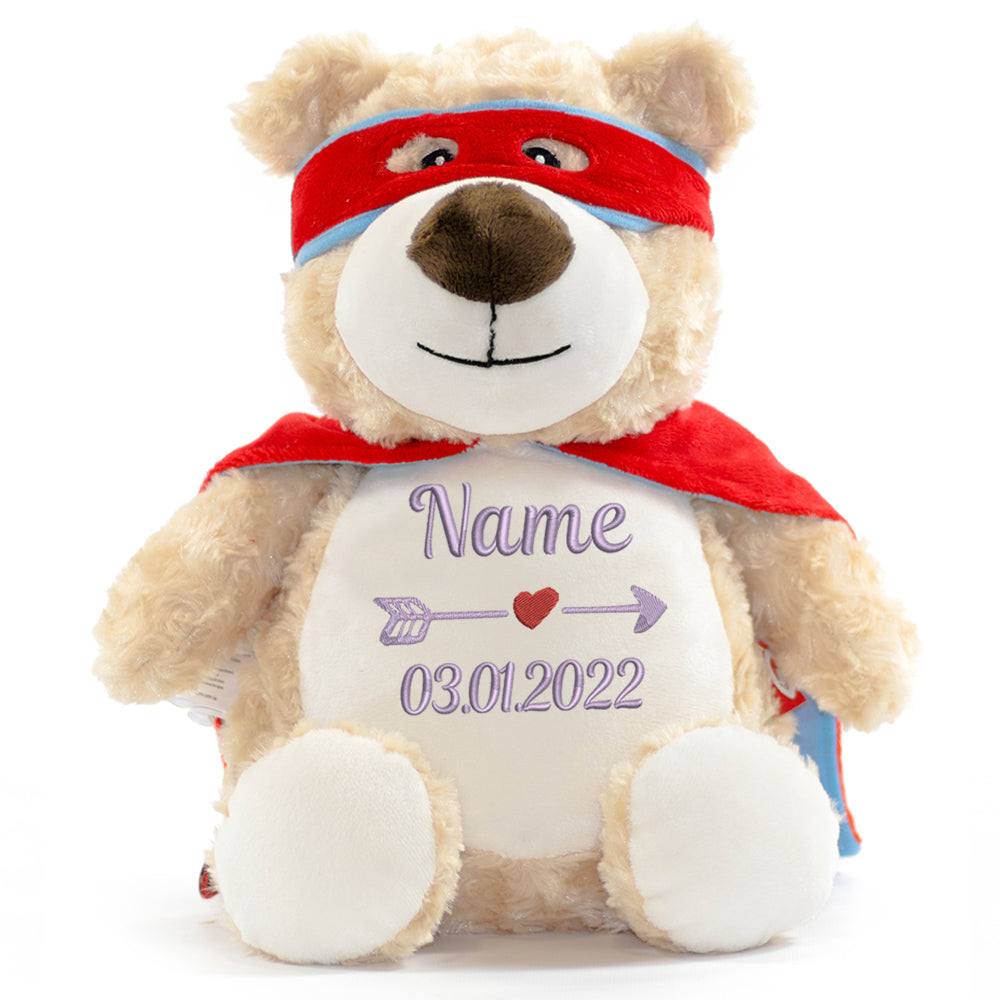 Stofftier mit Name Bestickt Kuscheltier Heldenbär personalisiert Stickmotiv Name und Datum