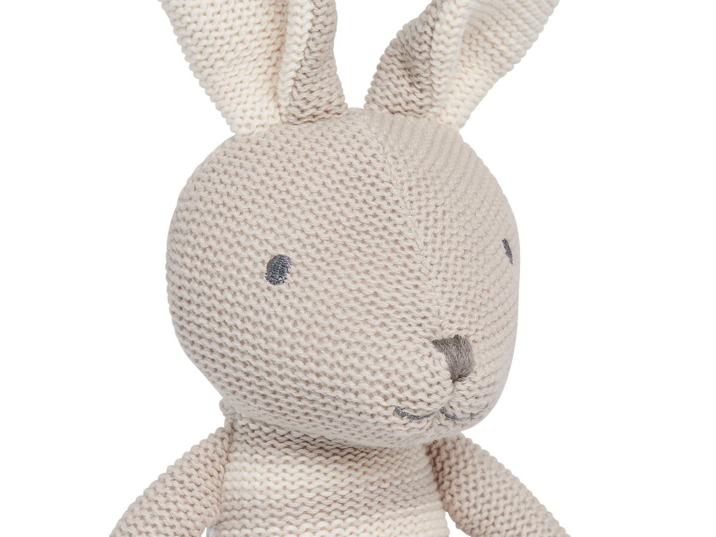 Hase Stofftier mit Name und Geburtsdatum Kuscheltier gestrickt personalisiert Geschenk zur Geburt Hasenjunge