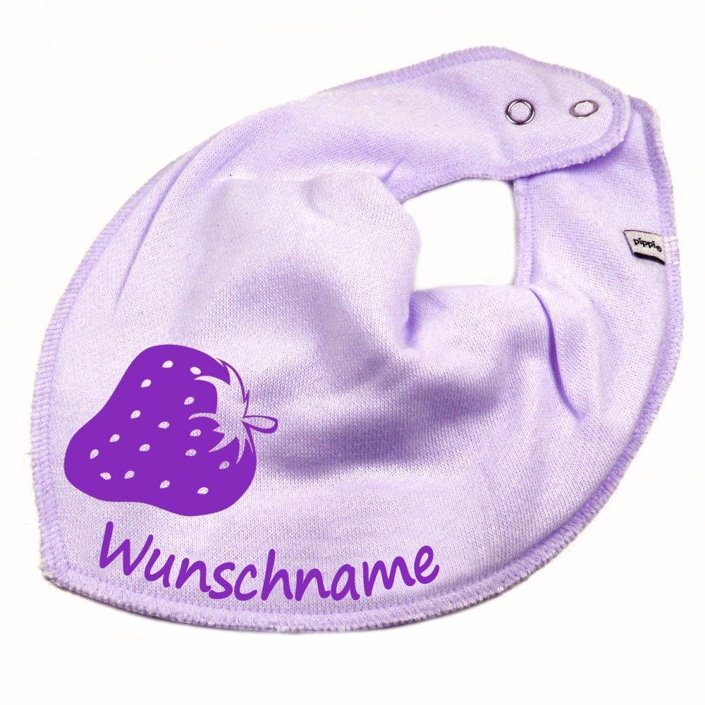 HALSTUCH Erdbeere mit Name oder Text personalisiert für Baby oder Kind aus Baumwolle in Einheitsgröße verschiedene Farben