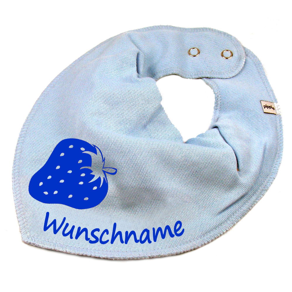 HALSTUCH Erdbeere mit Name oder Text personalisiert für Baby oder Kind aus Baumwolle in Einheitsgröße verschiedene Farben