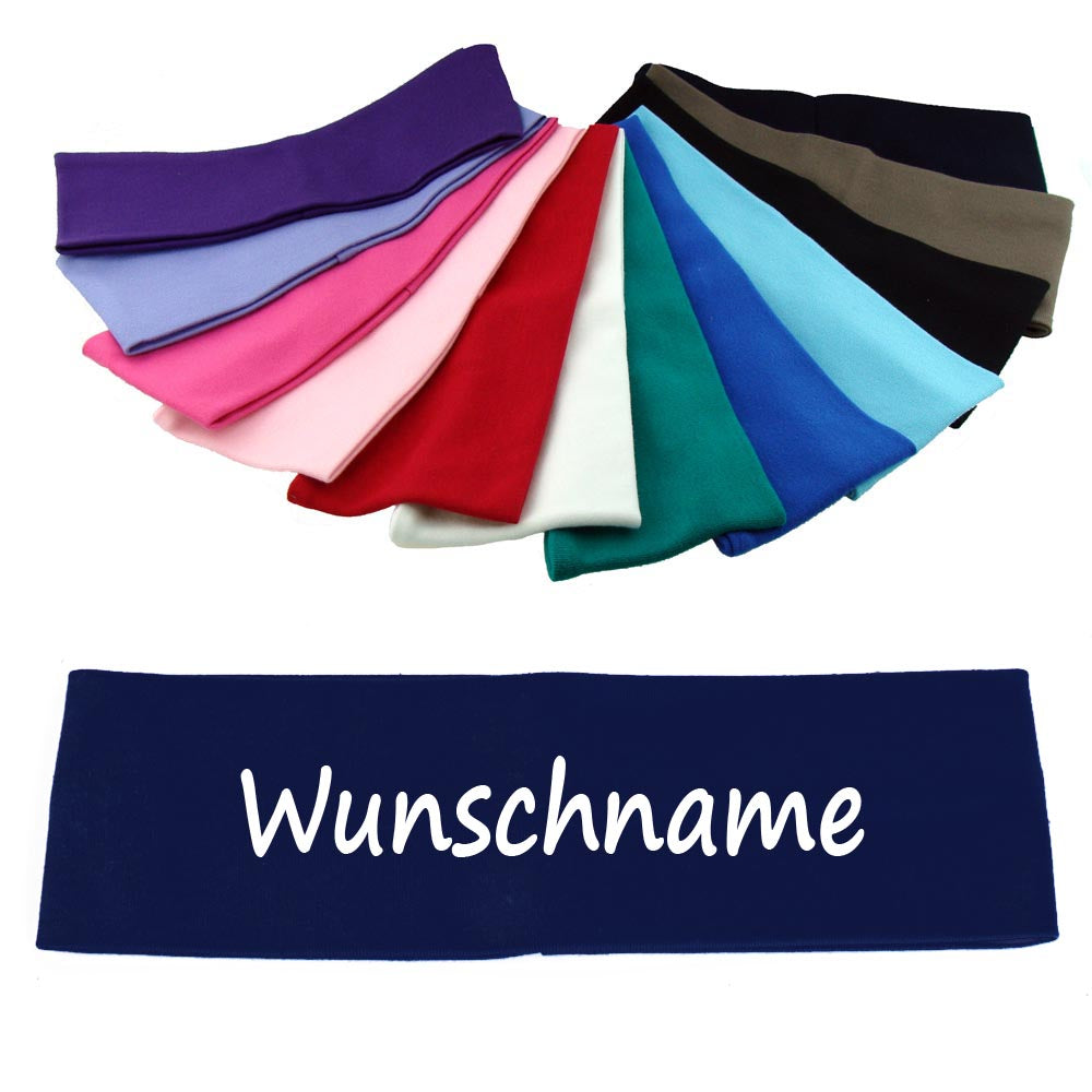Stirnband mit Namen oder Text personalisiert für Baby oder Kind aus 100% Baumwolle Marine