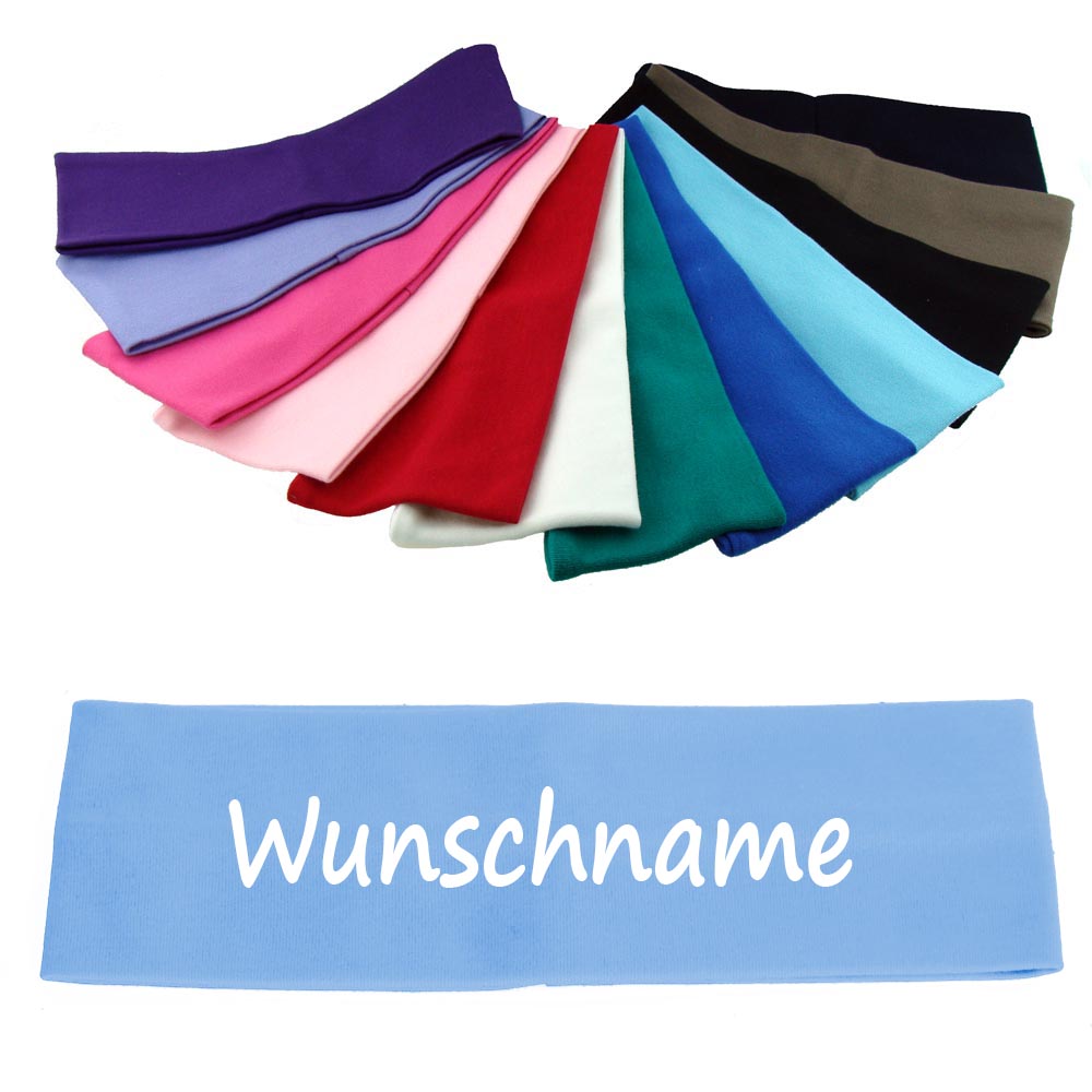 Stirnband mit Namen oder Text personalisiert für Baby oder Kind aus 100% Baumwolle Aqua