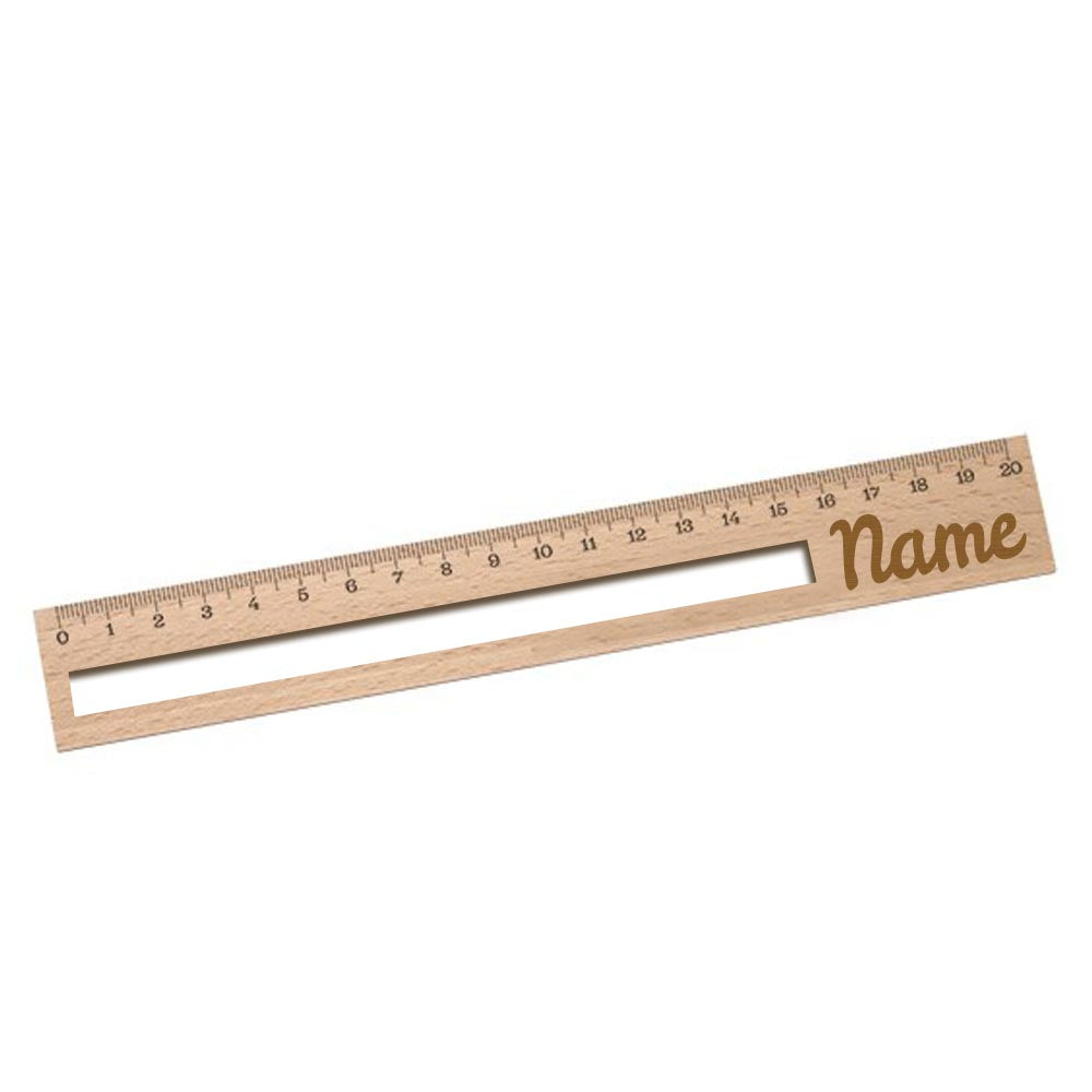 Personalisierte Lesehilfe und Lineal für Erstleser mit Name graviert - 20cm Holzlineal Geschenk für Schulanfänger zur Einschulung