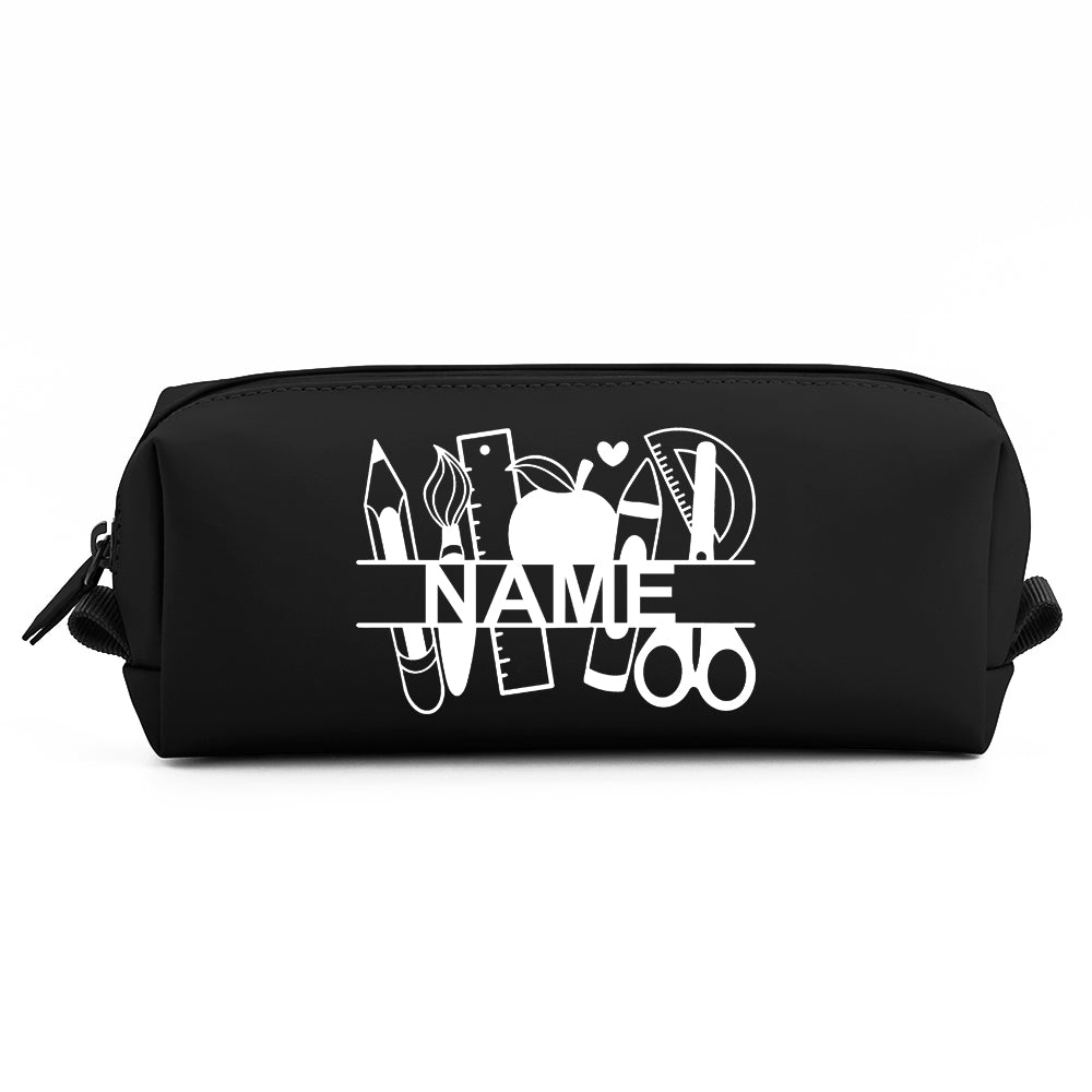 Personalisierte Federmappe mit Name Bedruckt - Stifte Etui für Schule - Geschenk zur Einschulung Motiv Stifte schwarz
