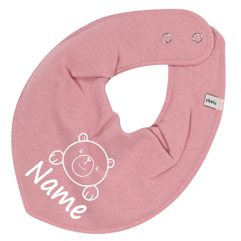 HALSTUCH Bär mit Name oder Text personalisiert für Baby oder Kind aus Baumwolle in Einheitsgröße verschiedene Farben