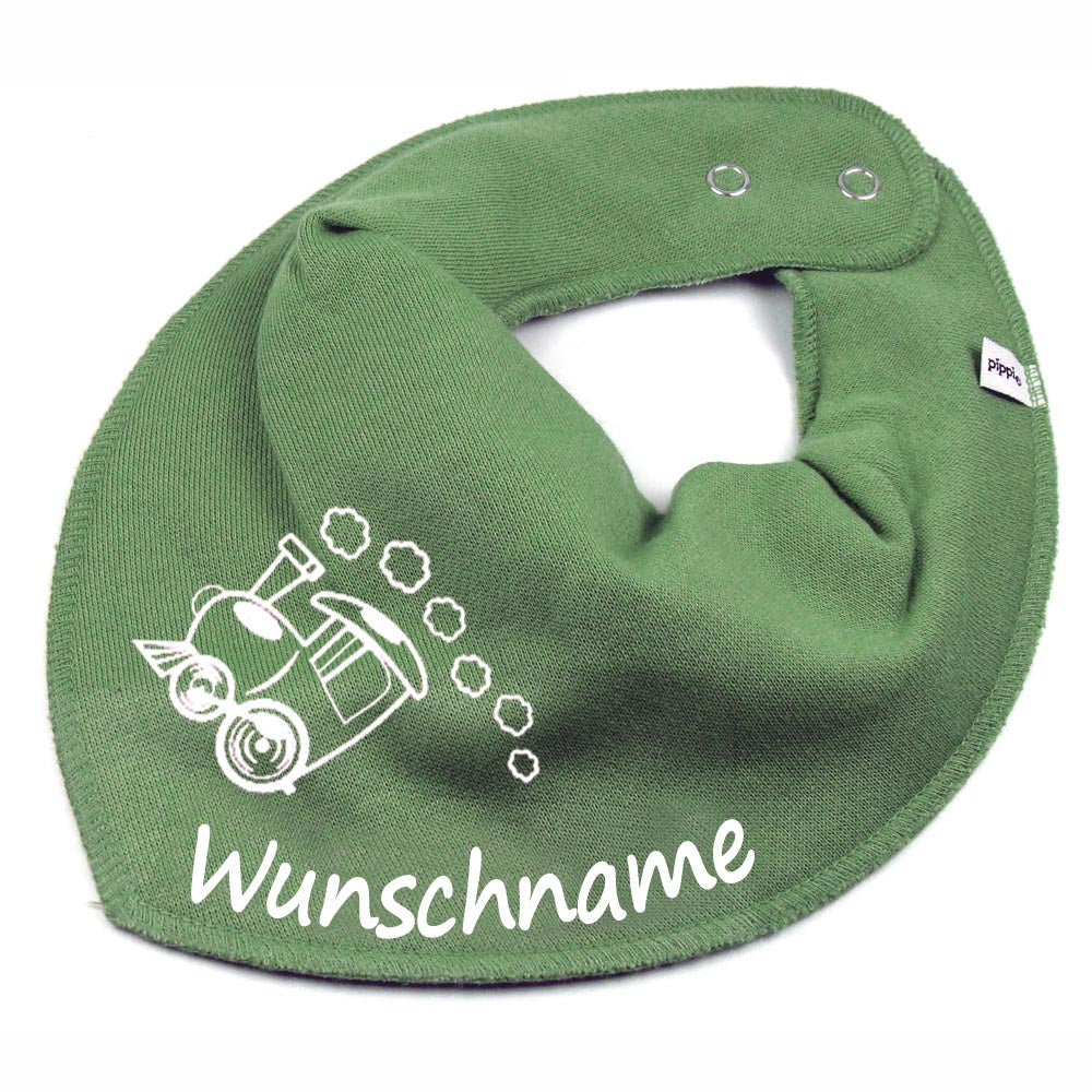 HALSTUCH Zug mit Name oder Text personalisiert für Baby oder Kind aus Baumwolle in Einheitsgröße verschiedene Farben