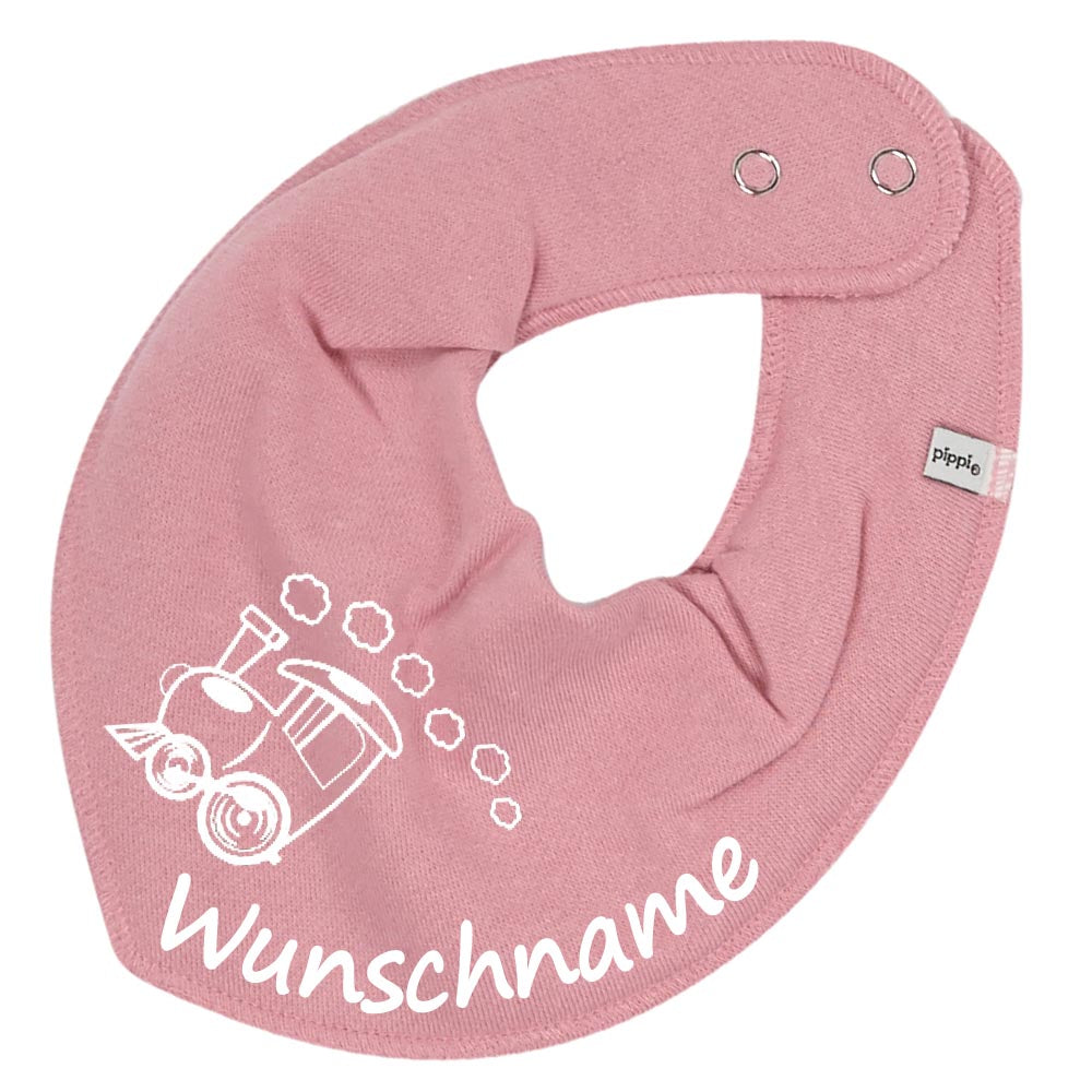 HALSTUCH Zug mit Name oder Text personalisiert für Baby oder Kind aus Baumwolle in Einheitsgröße verschiedene Farben