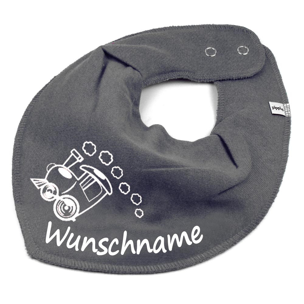 HALSTUCH Zug mit Name oder Text personalisiert für Baby oder Kind aus Baumwolle in Einheitsgröße verschiedene Farben