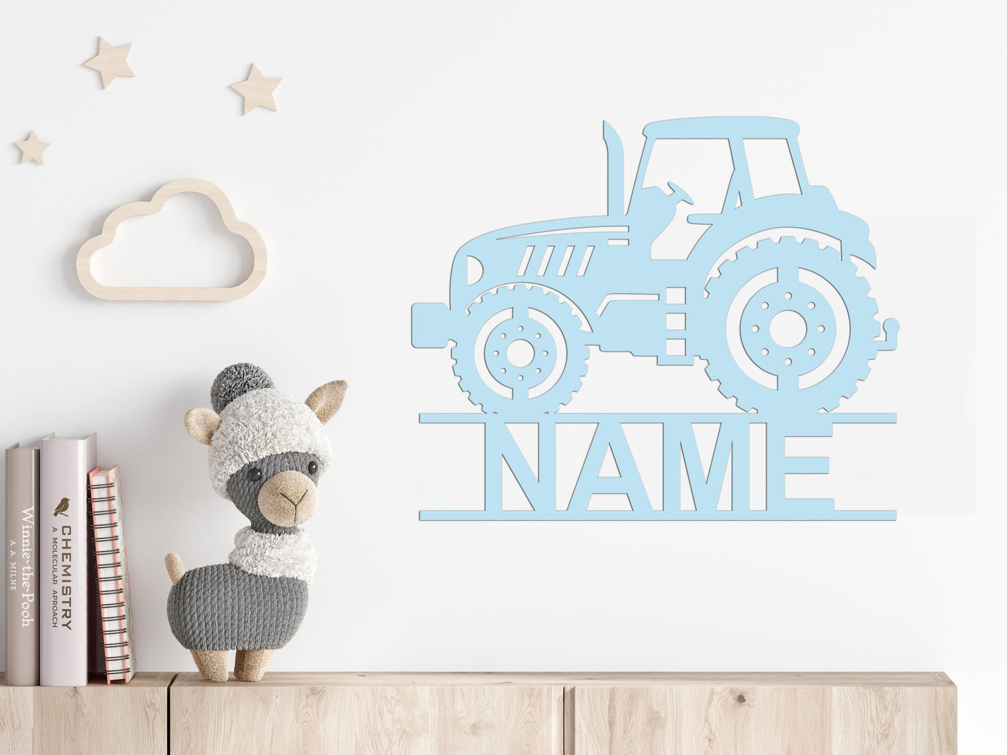 Personalisierter 3D Schriftzug individuelles Namensschild 25cm Höhe Türschild Wanddekoration Kinderzimmer Acryl Traktor verschiedene Farben
