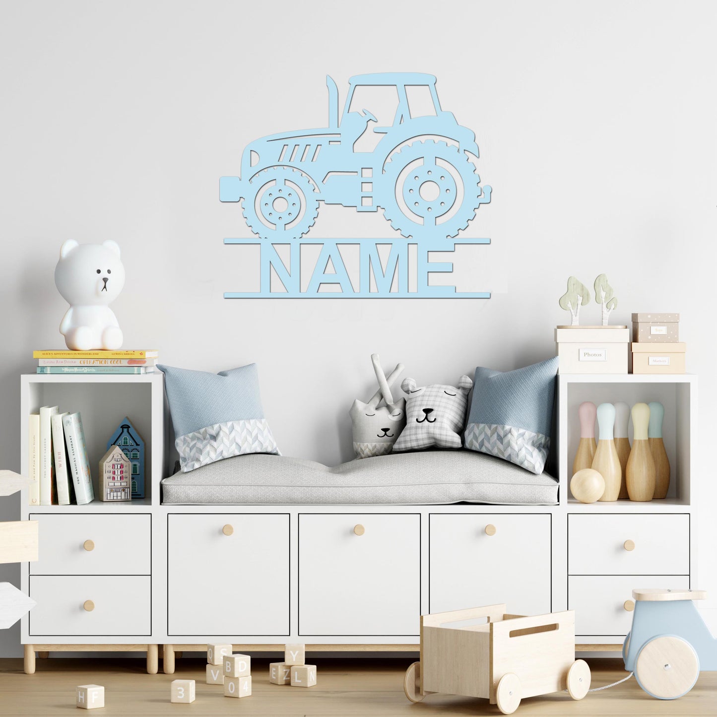 Personalisierter 3D Schriftzug individuelles Namensschild 25cm Höhe Türschild Wanddekoration Kinderzimmer Acryl Traktor verschiedene Farben