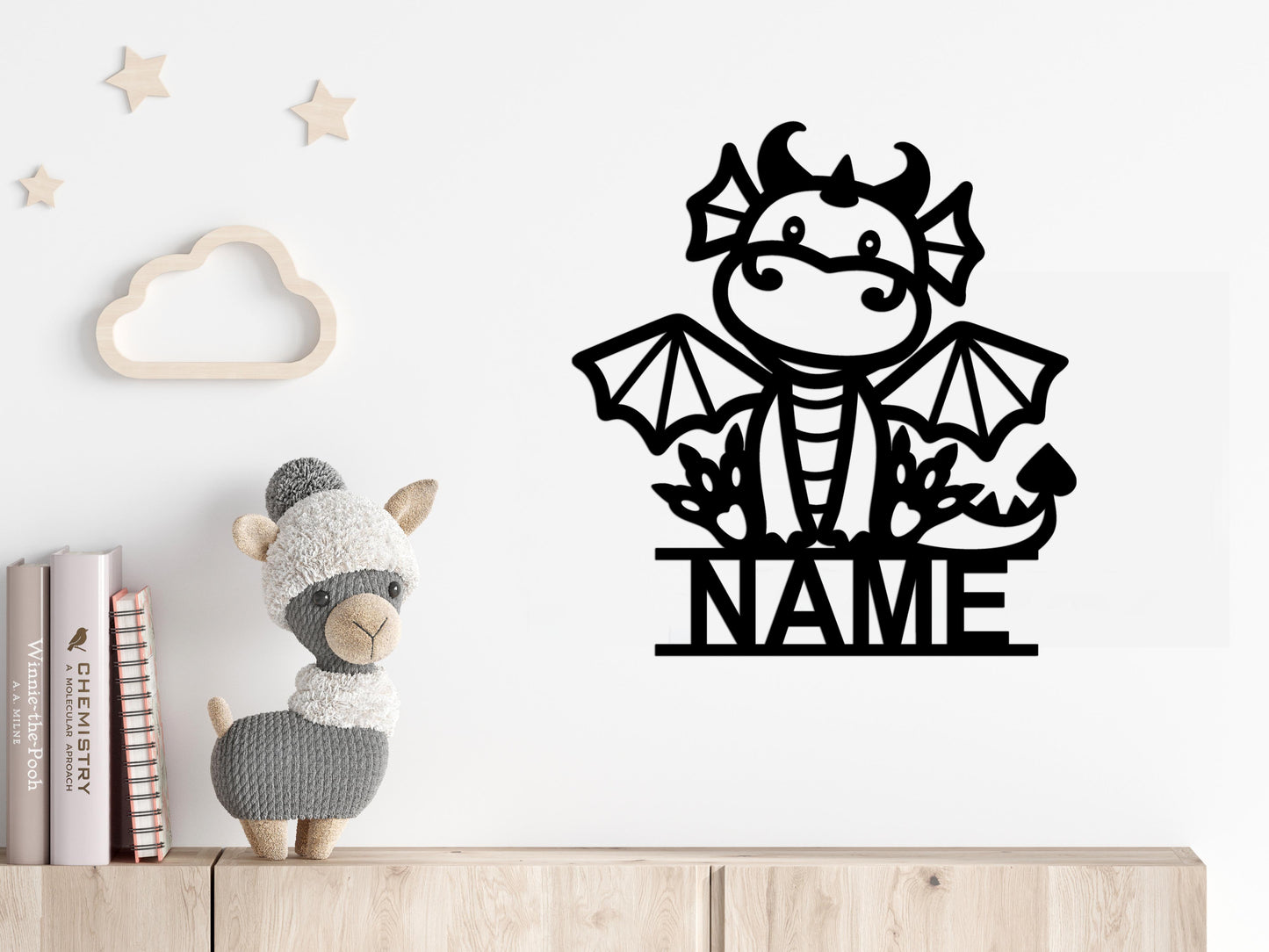 Personalisierter 3D Schriftzug individuelles Namensschild 25cm Höhe Türschild Wanddekoration Kinderzimmer Acryl Drache verschiedene Farben
