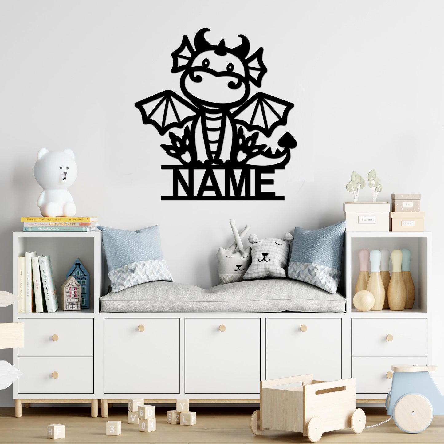 Personalisierter 3D Schriftzug individuelles Namensschild 25cm Höhe Türschild Wanddekoration Kinderzimmer Acryl Drache verschiedene Farben